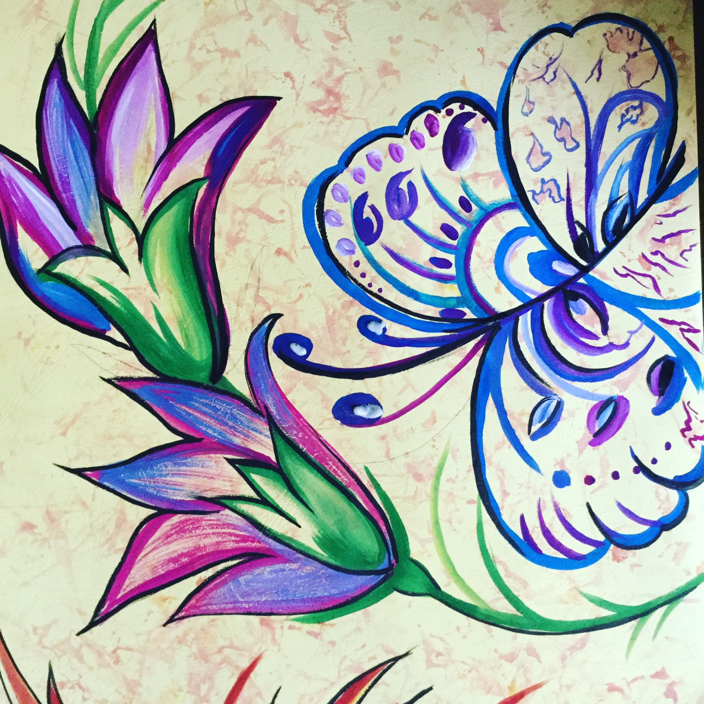 Botanical Dance in Blues and Purples